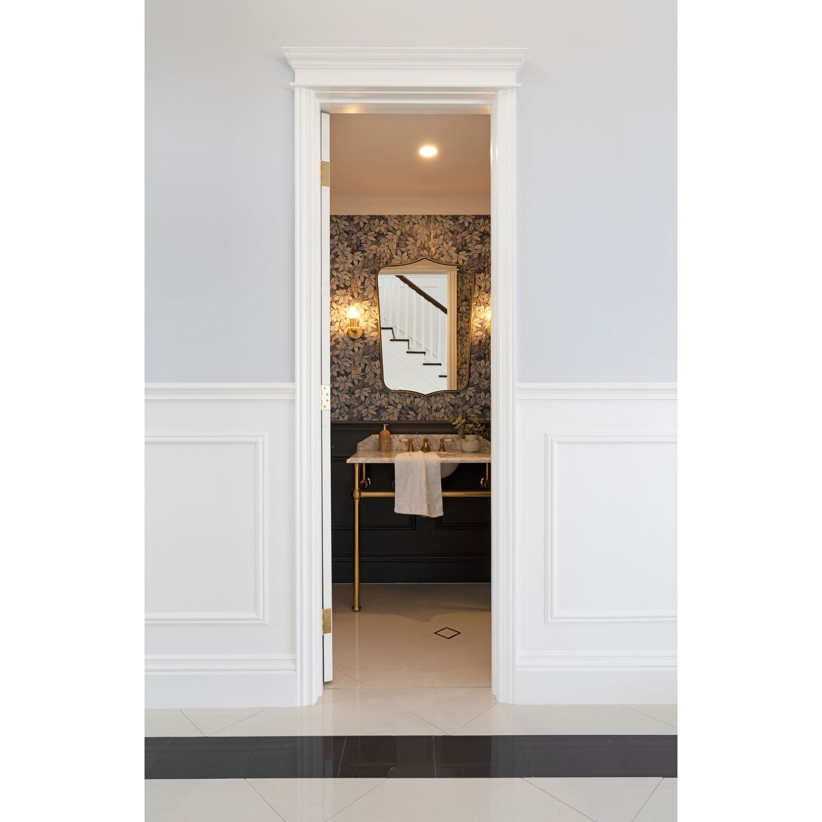 Mayer Brushed Brass Basin Stand With 75X55 Marble Top - 1 Taphole