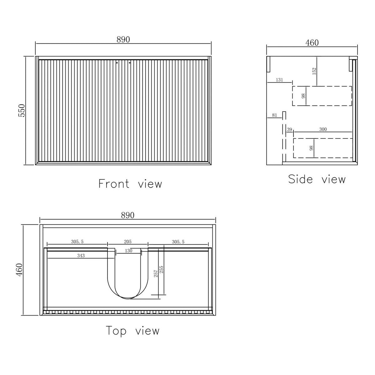 Marlo Matte Black 900mm Wall Hung Vanity