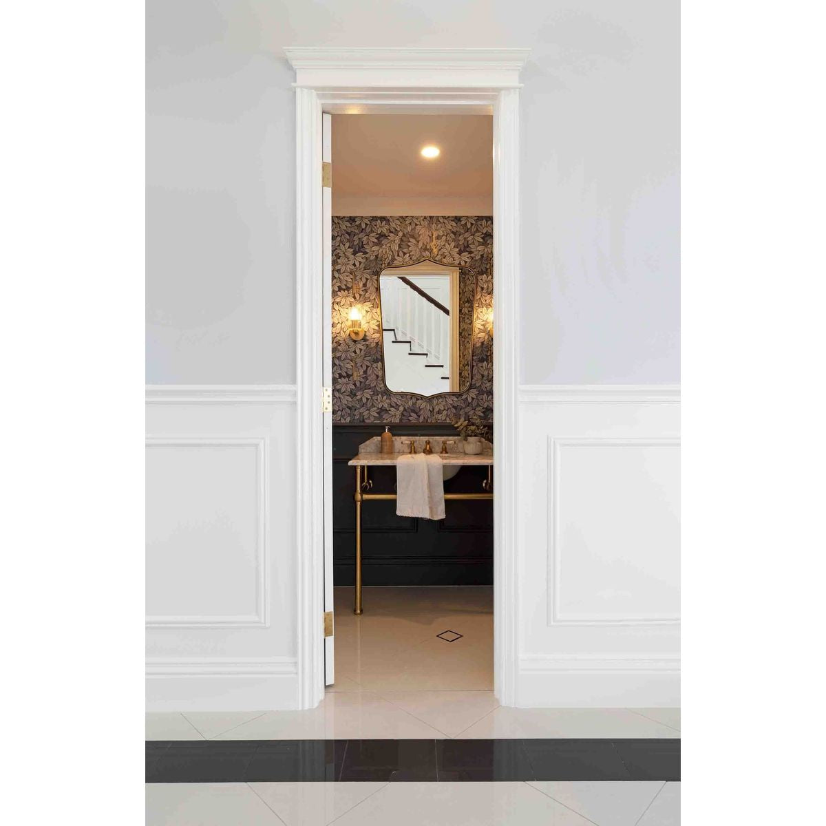 Mayer Brushed Brass Basin Stand With 90X55 Marble Top - 1 Taphole