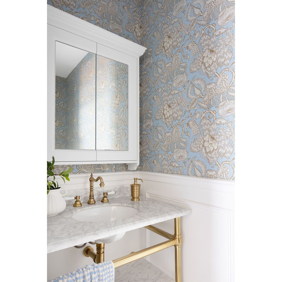 Mayer Brushed Brass Basin Stand With 90X55 Marble Top - 1 Taphole