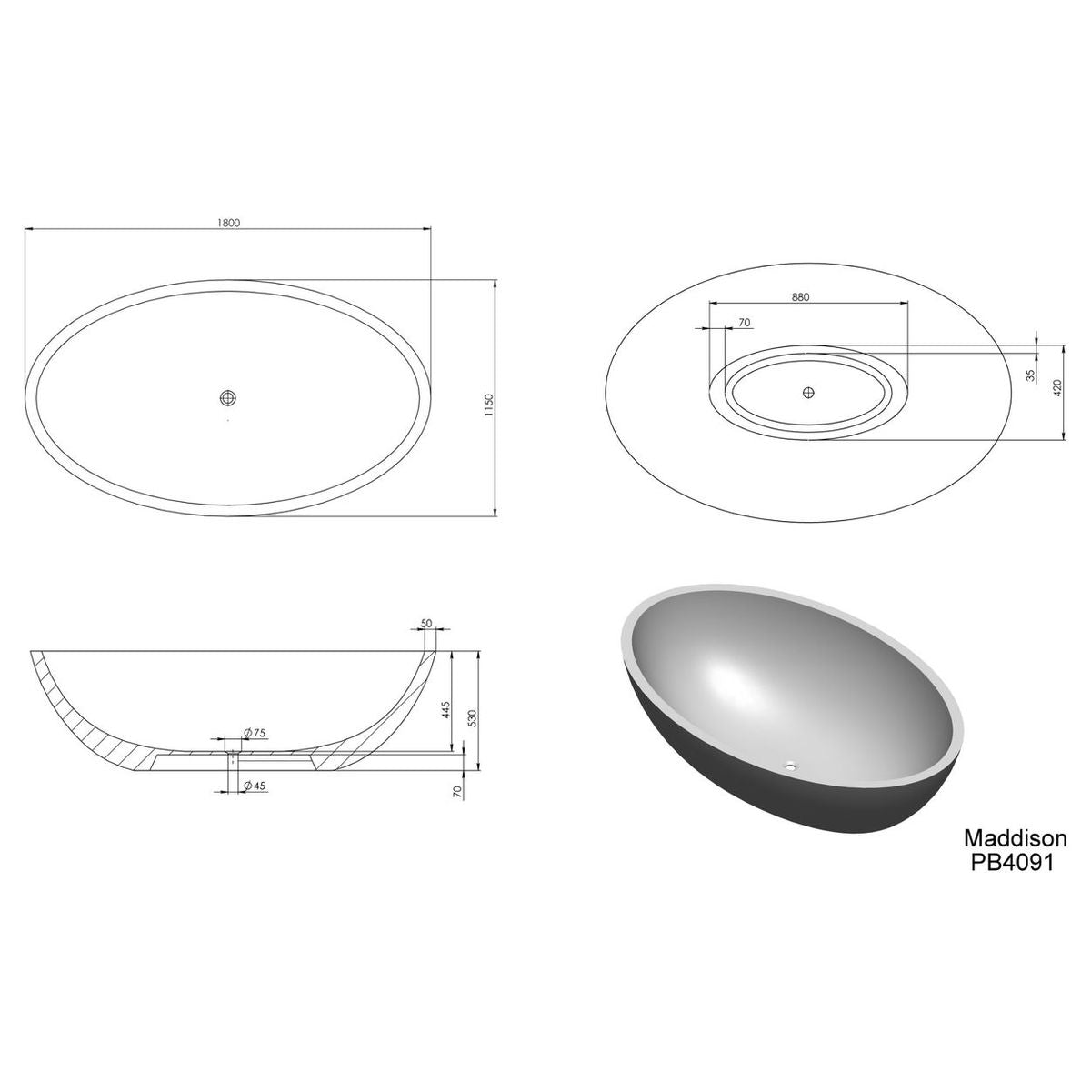 Maddison Freestanding Bathtub