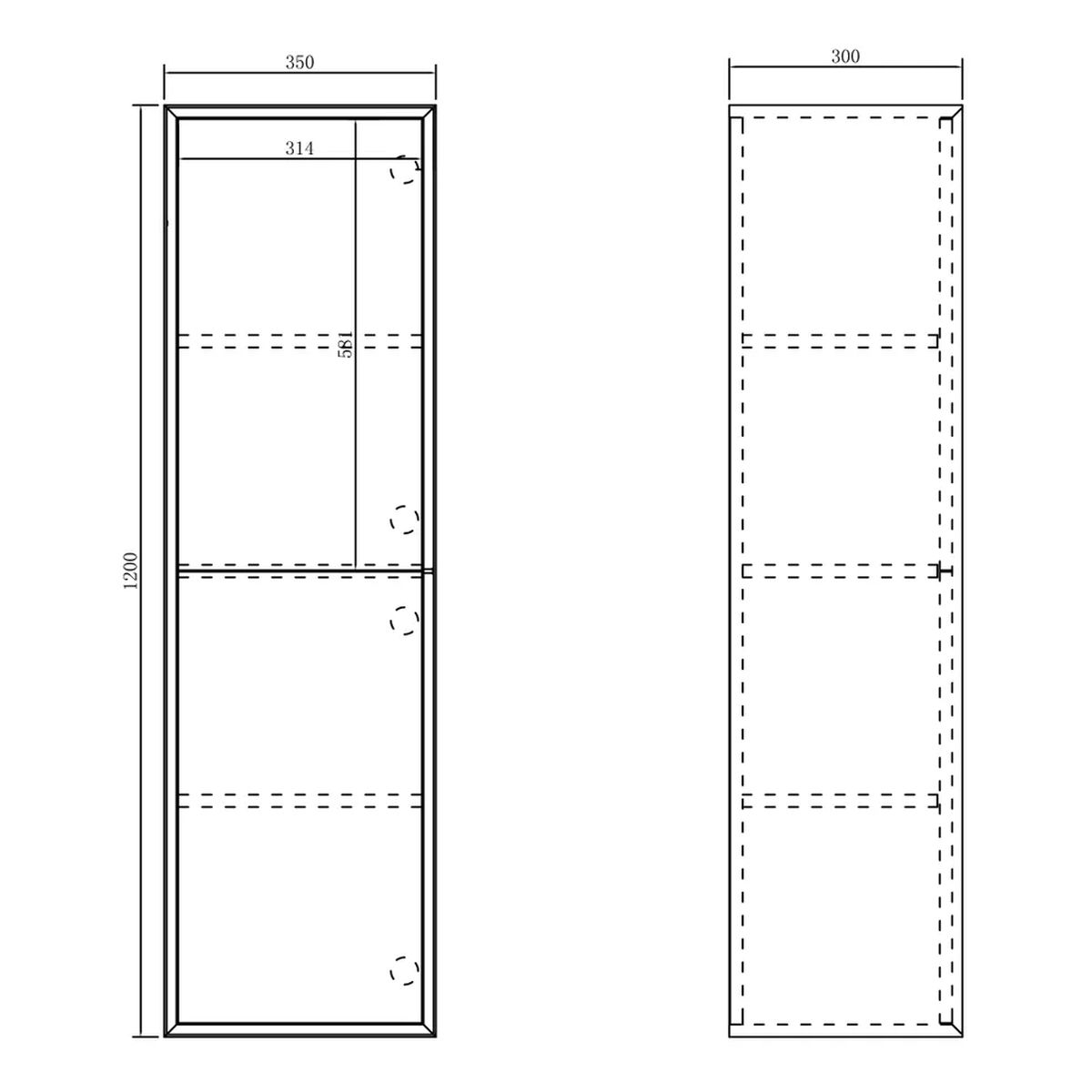 Marlo Tall Boy 350x300x1200 - Matte Black
