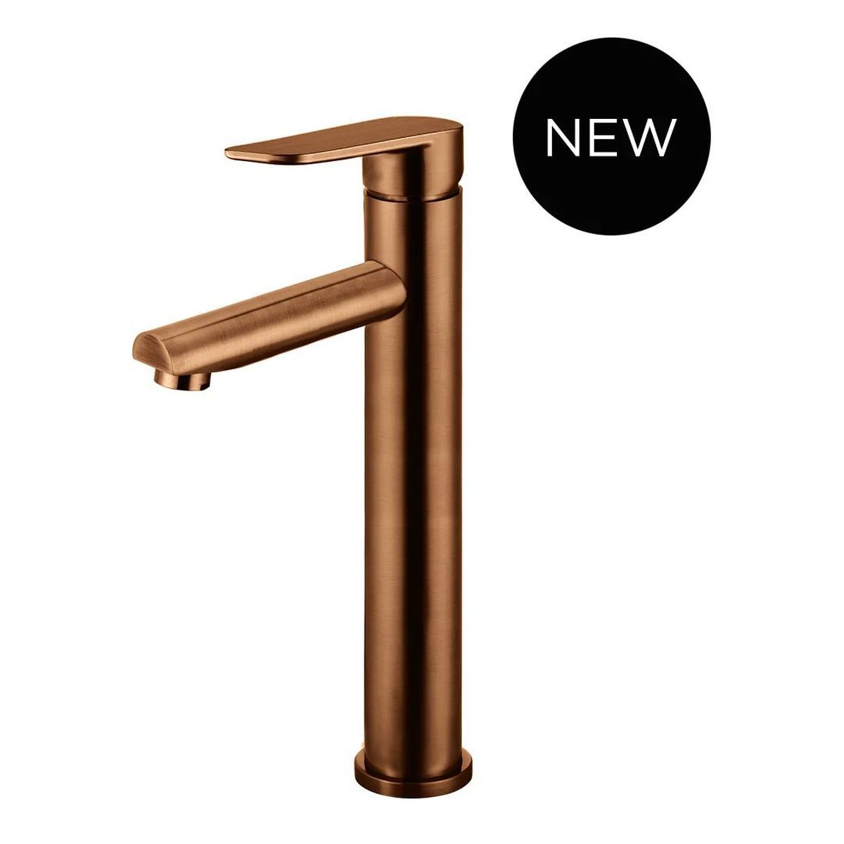 Round Tall Basin Mixer- Paddle Handle, Lustre Bronze
