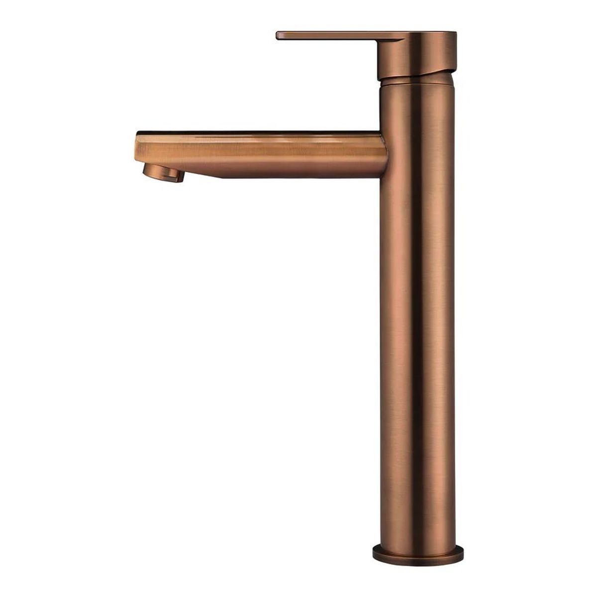 Round Tall Basin Mixer- Paddle Handle, Lustre Bronze