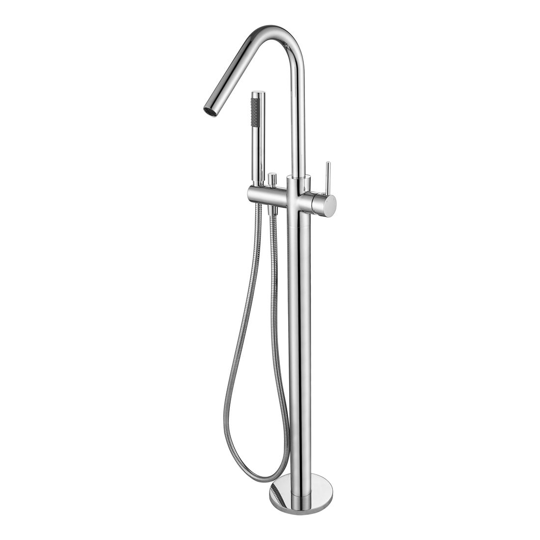 Round Freestanding Bath Spout and Hand Shower MB09-C Chrome