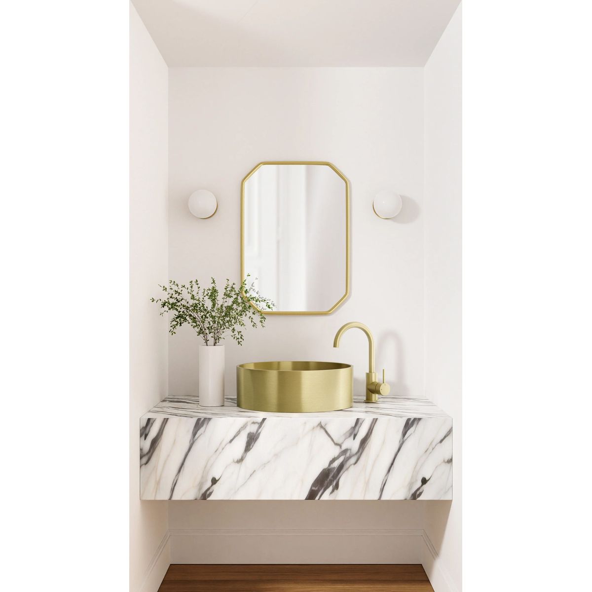 Round Gooseneck Basin Mixer, Tiger Bronze