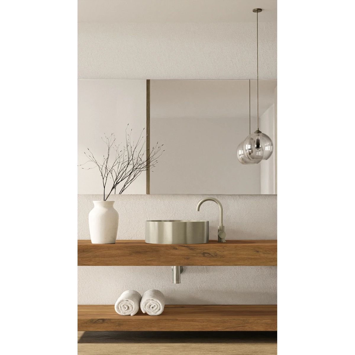 Round Gooseneck Basin Mixer, Brushed Nickel