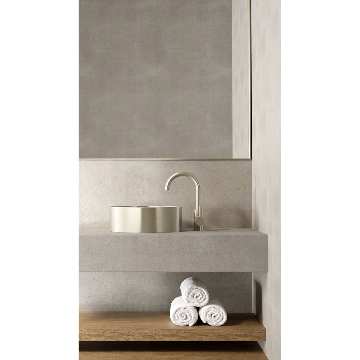 Round Gooseneck Basin Mixer, Brushed Nickel