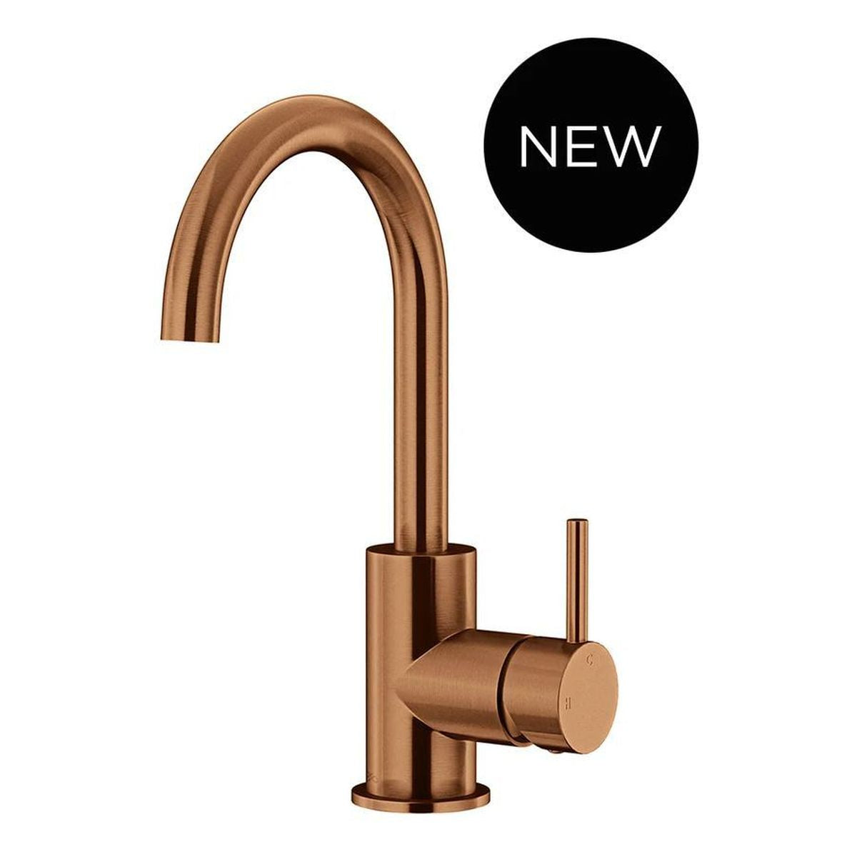Round Gooseneck Basin Mixer, Lustre Bronze