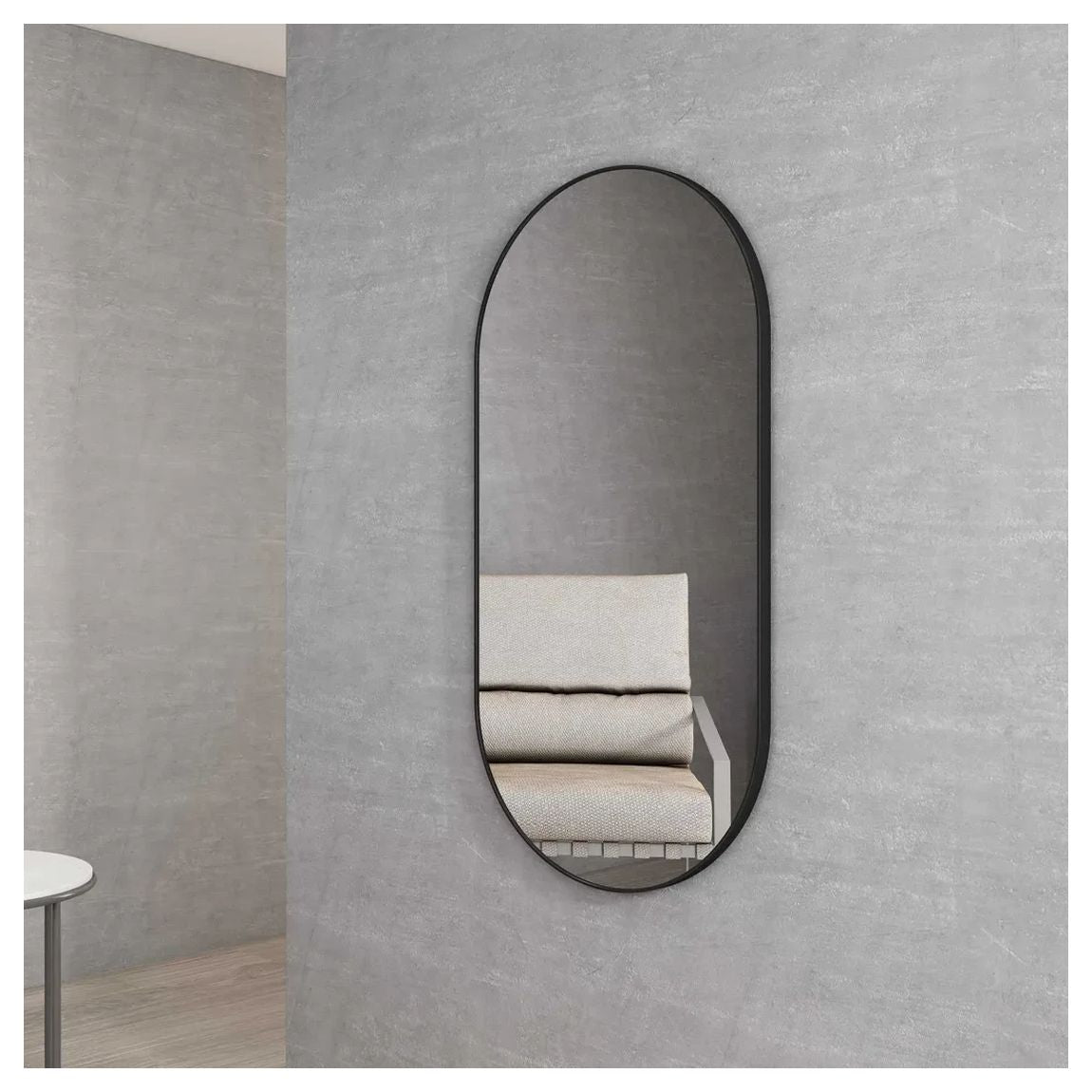 Noosa 1200mm Oval Metal Framed Mirror in Matte Black