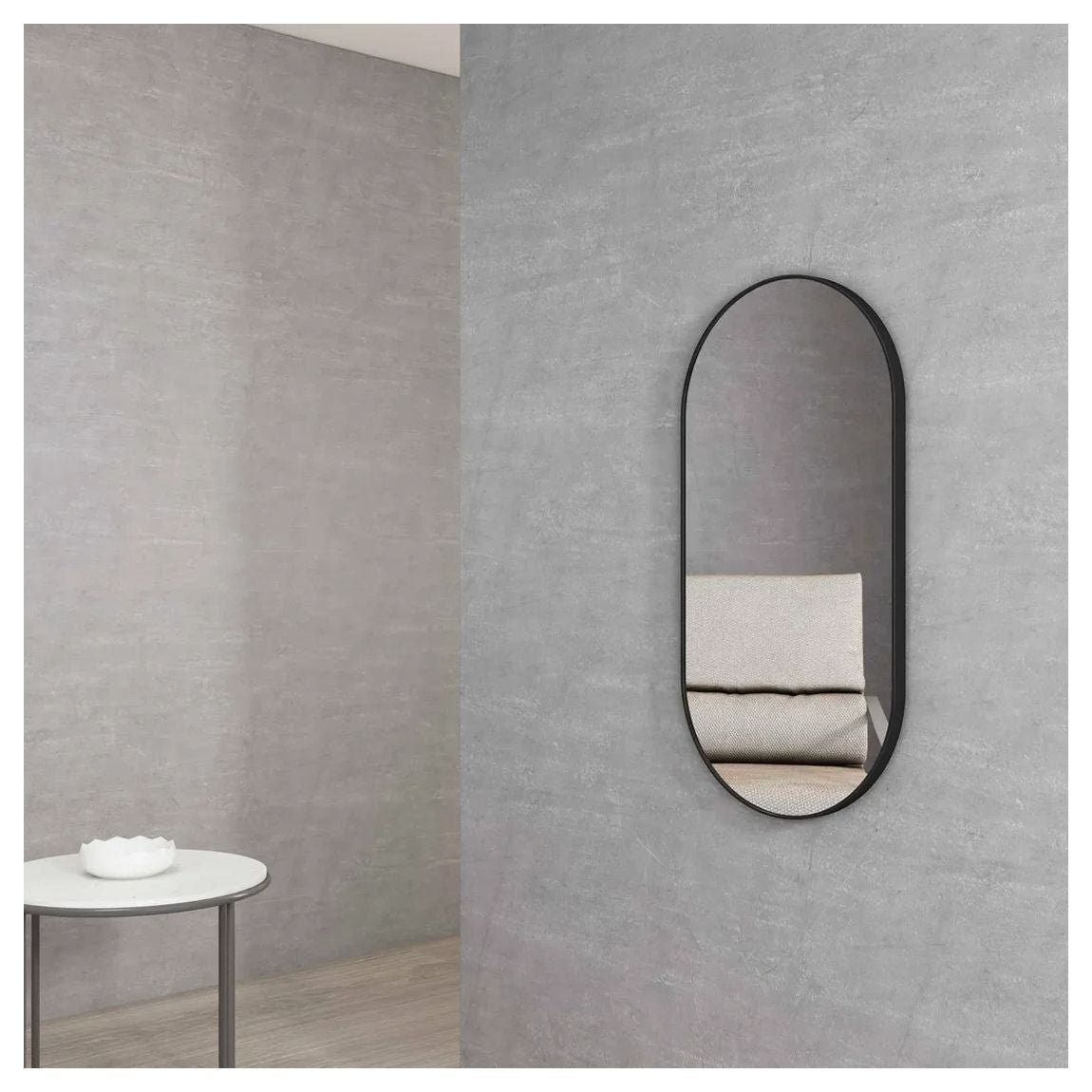 Noosa 900mm Oval Metal Framed Mirror in Matte Black