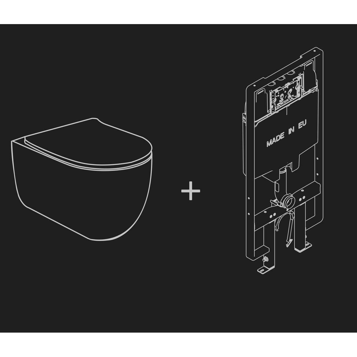 Studio Bagno Matte Black Milady Wall Hung Package With Oli 74 With Frame Pneumatic Cistern