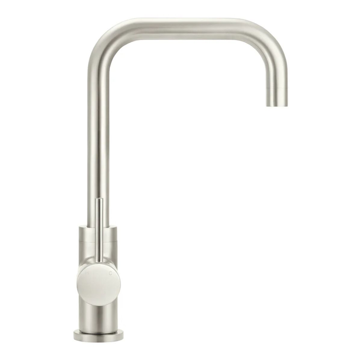 Round Kitchen Mixer Tap Curved Brushed Nickel