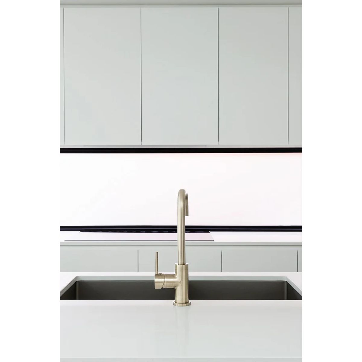 Round Kitchen Mixer Tap Curved Brushed Nickel