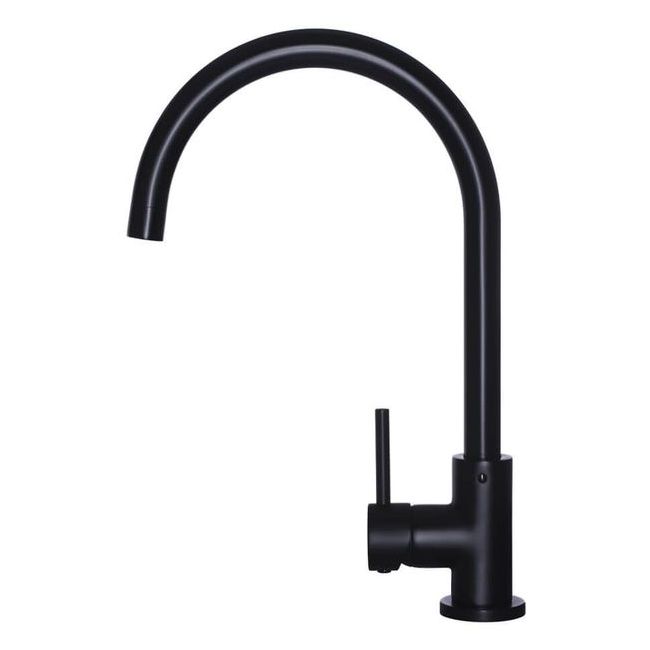 Round Gooseneck Kitchen Mixer Tap MK03 Matte Black