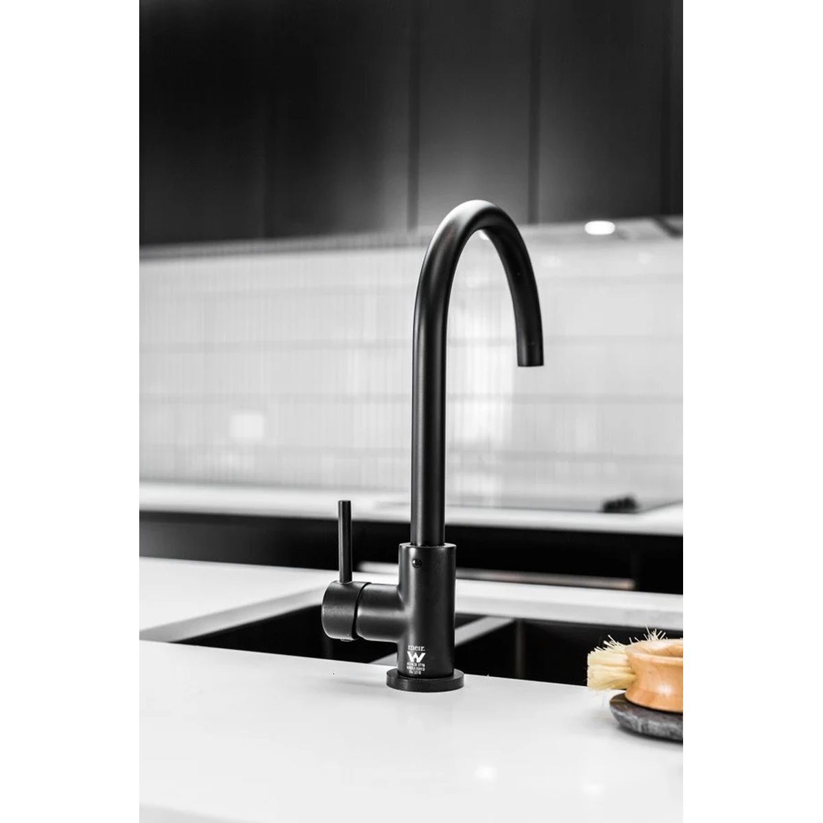 Round Gooseneck Kitchen Mixer Tap MK03 Matte Black