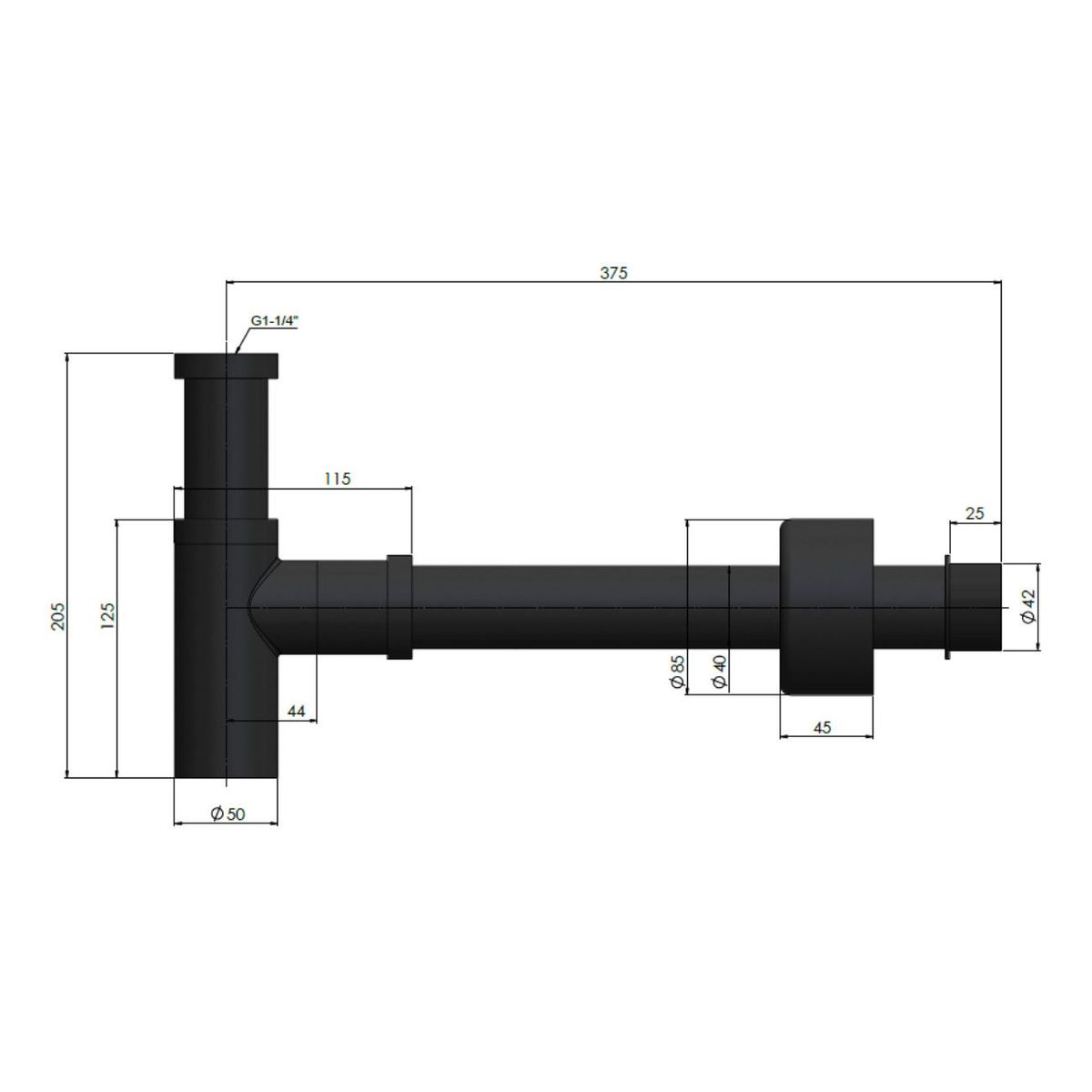 Round Bottle Trap for 32mm basin waste and 40mm outlet Chrome