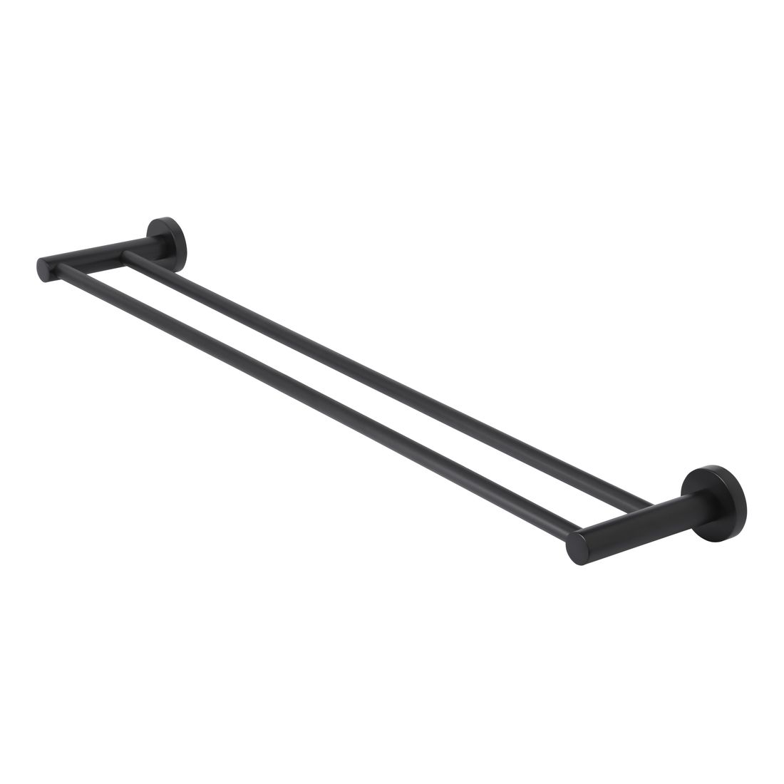 Round Double Towel Rail 600mm Matte Black