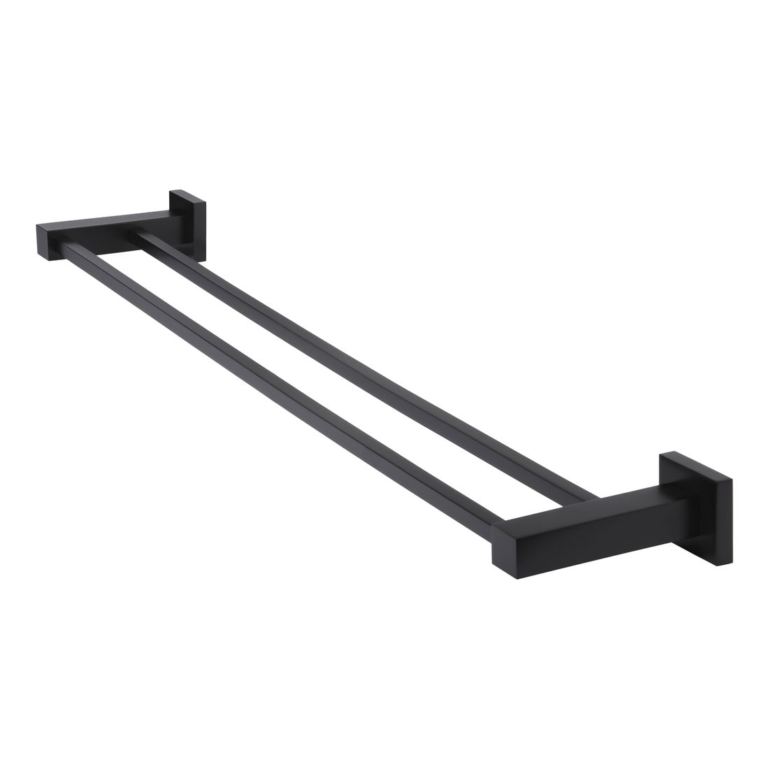 Square Double Towel Rail 600mm Matte Black
