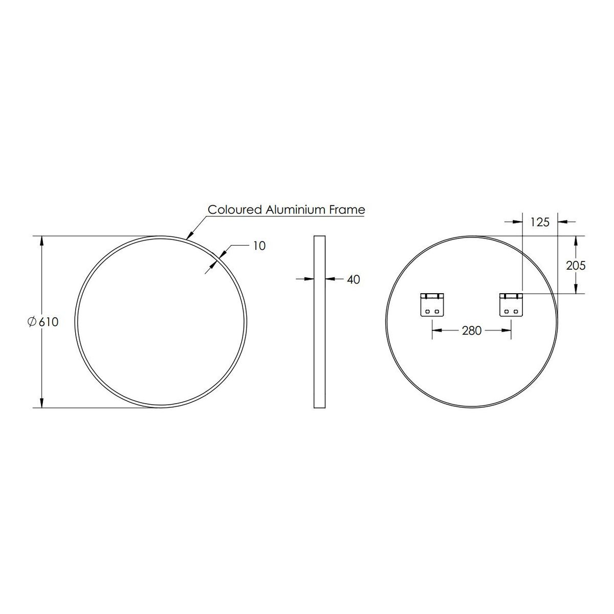 Modern Round 600 Mirror with Portable Magnifier - Brits Nickel