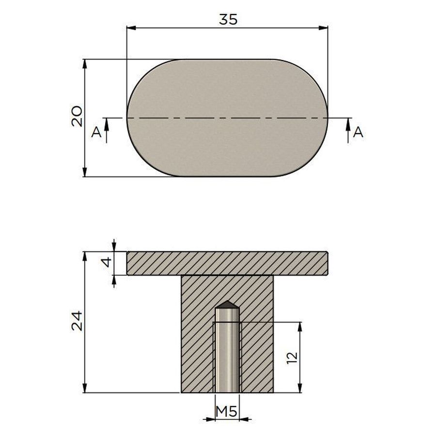 Öppen T-Pull Cabinet Handle (Brushed), Shadow