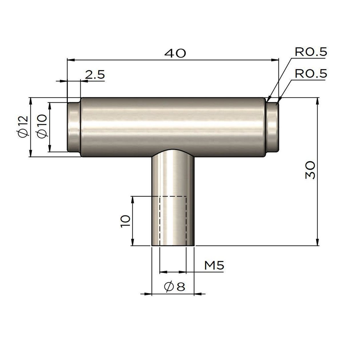Öppen T-Pull Cabinet Handle (Brushed-Linear), Shadow
