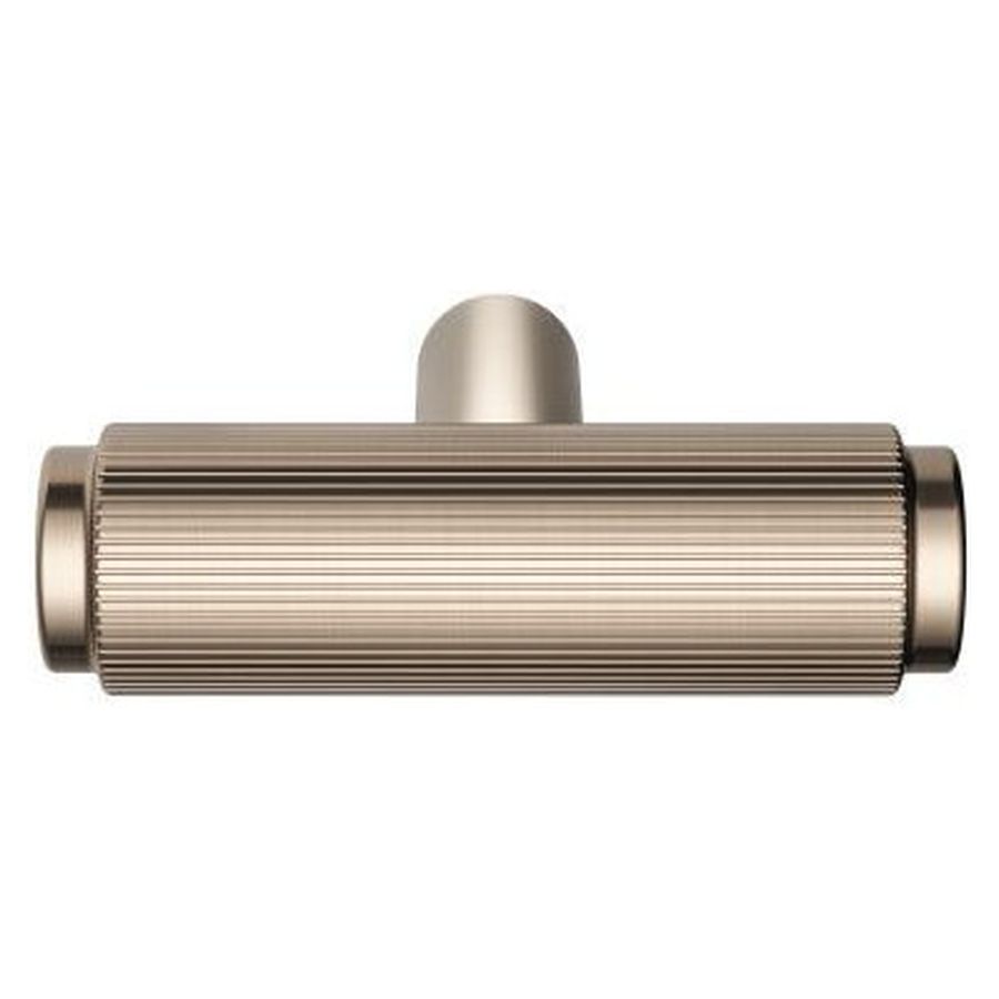 Öppen T-Pull Cabinet Handle (Linear Knurled), Champagne