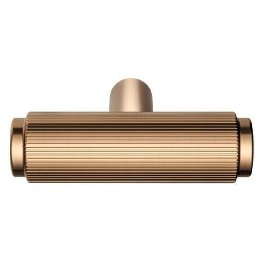 Öppen T-Pull Cabinet Handle (Linear Knurled), Lustre Bronze