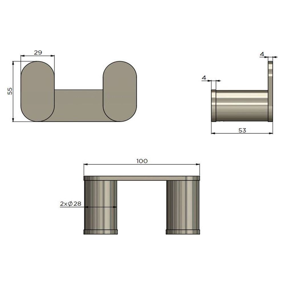 Curvae Double Robe Hook - Brushed Nickel
