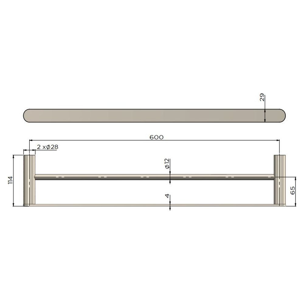 Curvae Double Towel Rail 600mm - Polished Chrome