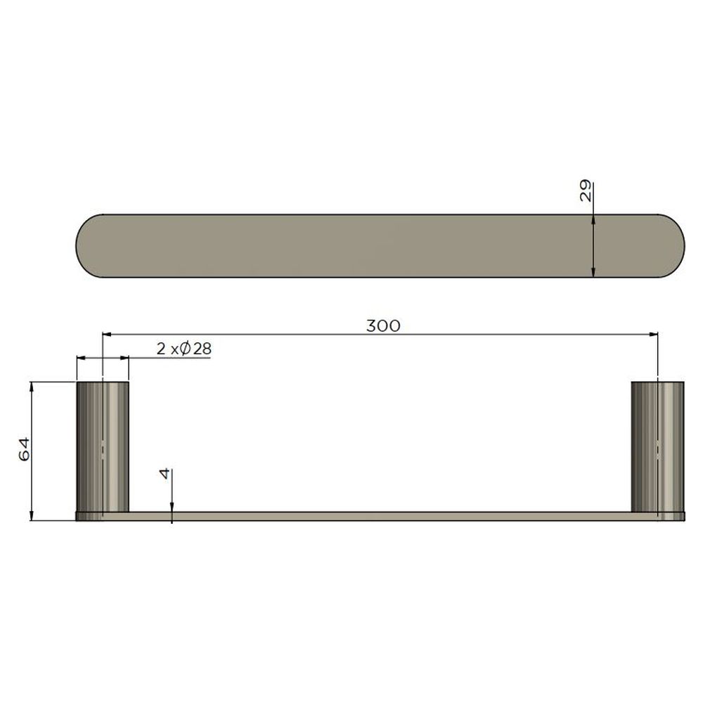 Curvae Guest Towel Rail 300mm - Brushed Nickel