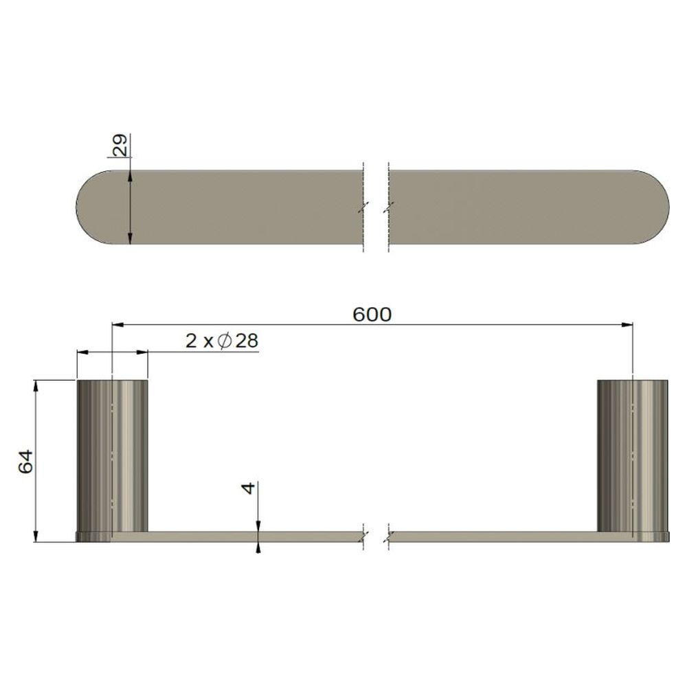 Curvae Single Towel Rail 600mm - Polished Chrome