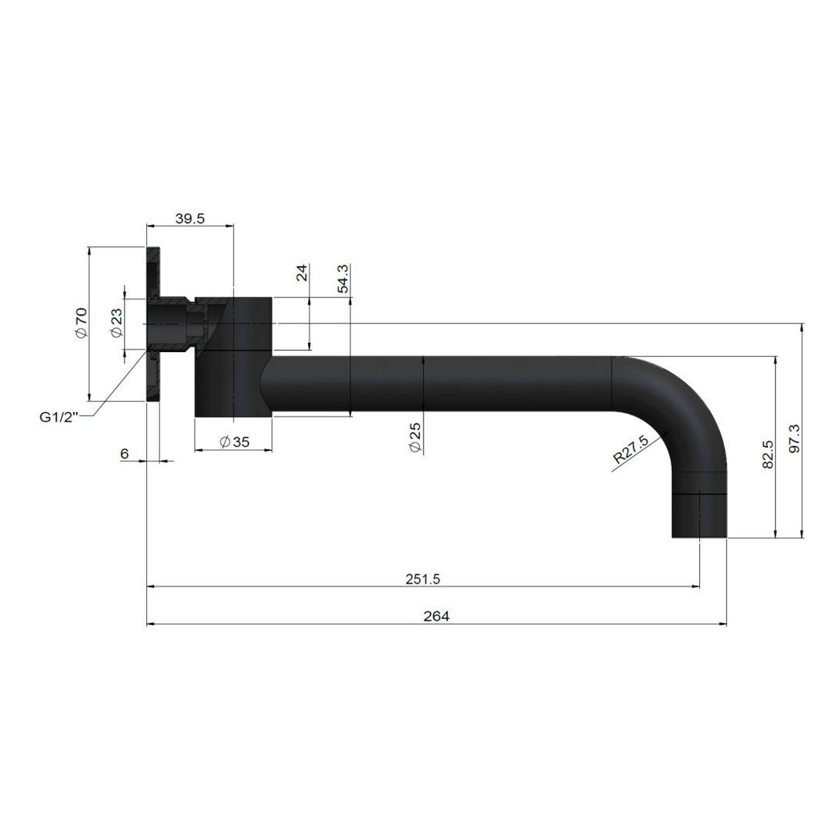Wall Swivel Spout, Shadow Gunmetal