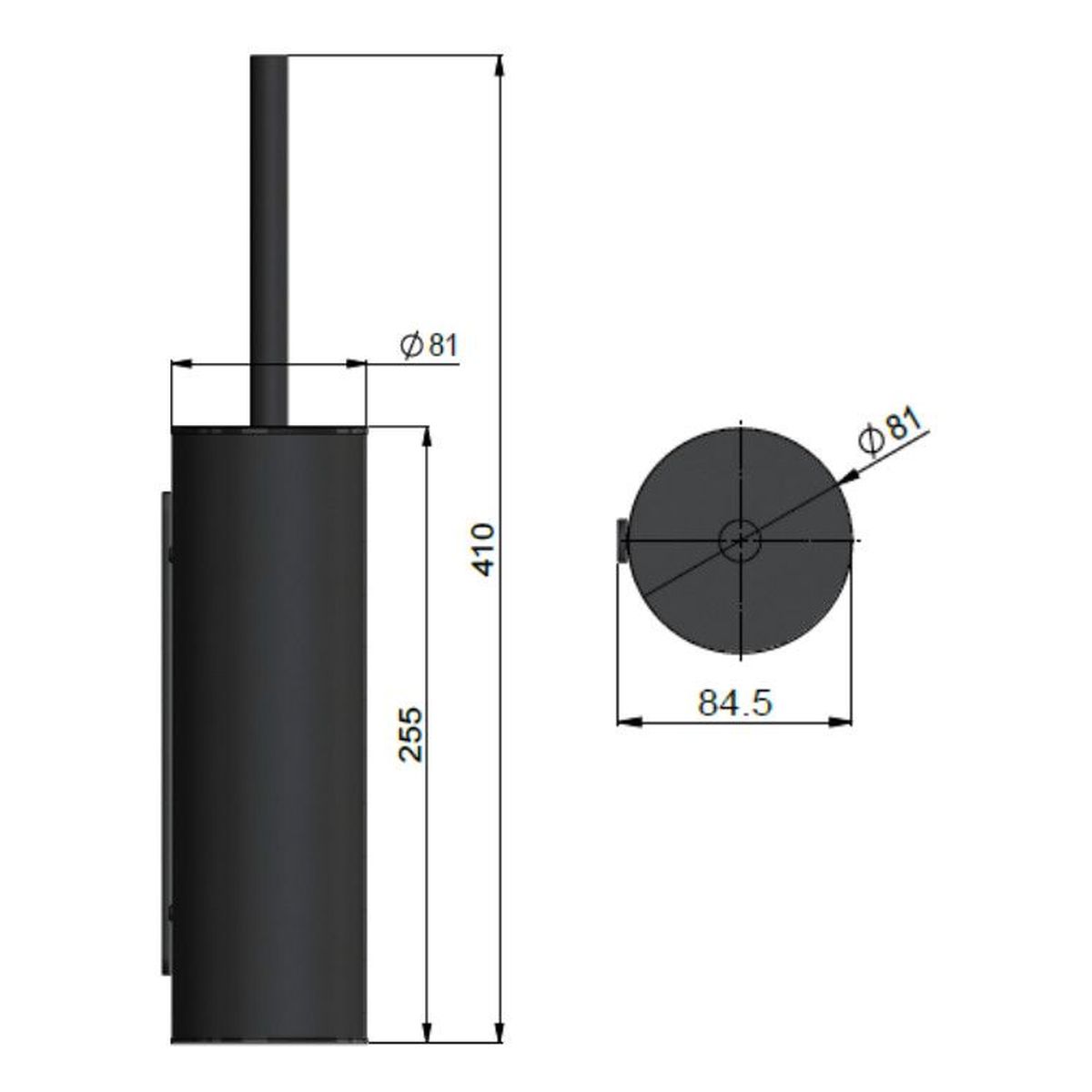 Round Toilet Brush & Holder , Shadow Gunmetal