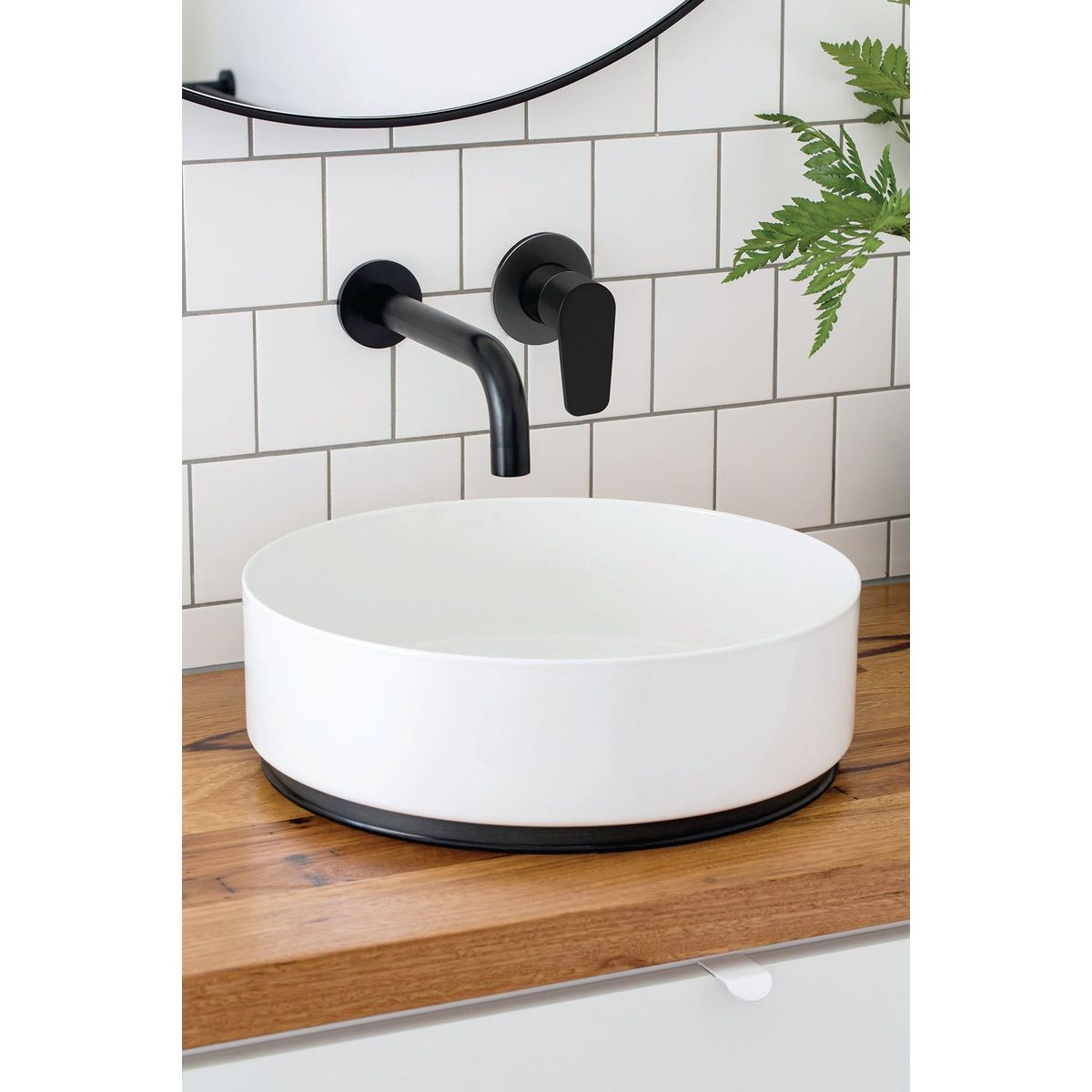 Round Wall Mixer Paddle Handle Trim Kit (In-Wall Body Not Included) - Matte Black