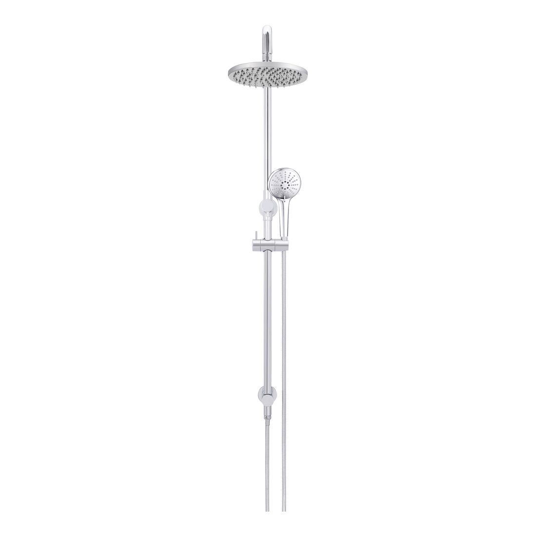 Round Combination Shower Rail 200mm Rose, Three Function Hand Shower Chrome