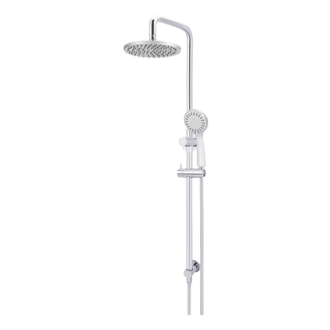 Round Combination Shower Rail 200mm Rose, Three Function Hand Shower Chrome