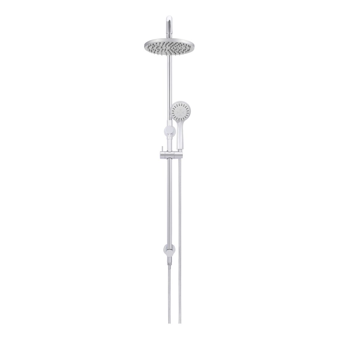 Round Combination Shower Rail 200mm Rose, Three Function Hand Shower Chrome