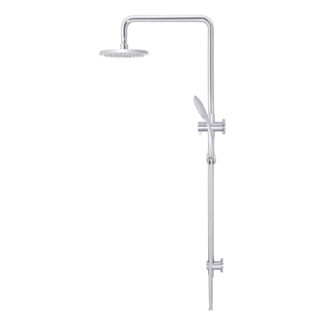 Round Combination Shower Rail 200mm Rose, Three Function Hand Shower Chrome