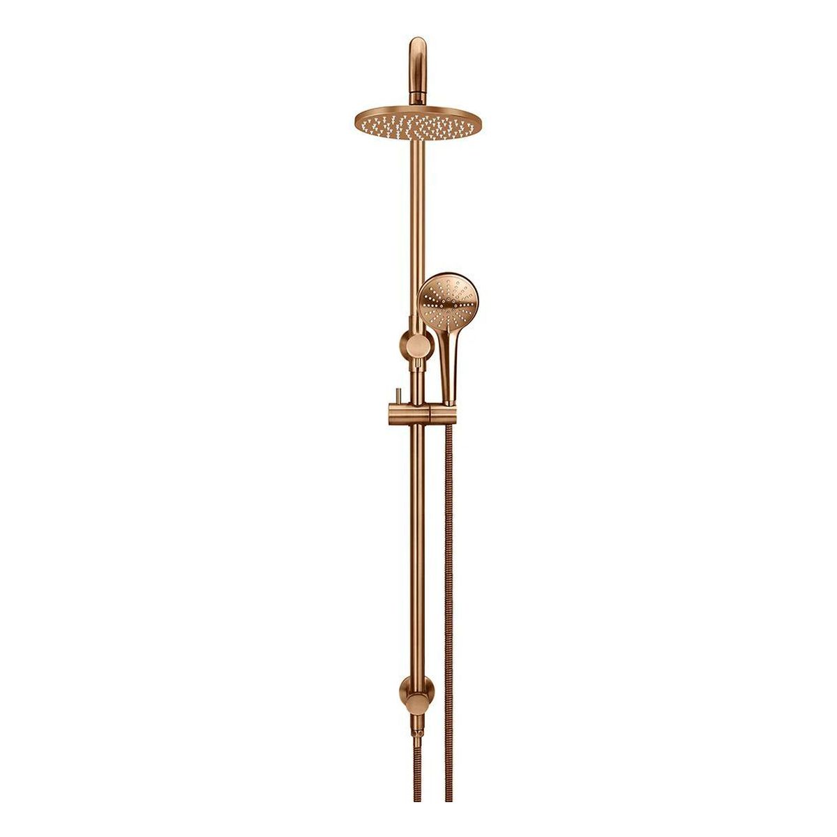 Round Combination Shower Rail 200mm Rose, Three Function Hand Shower , Lustre Bronze