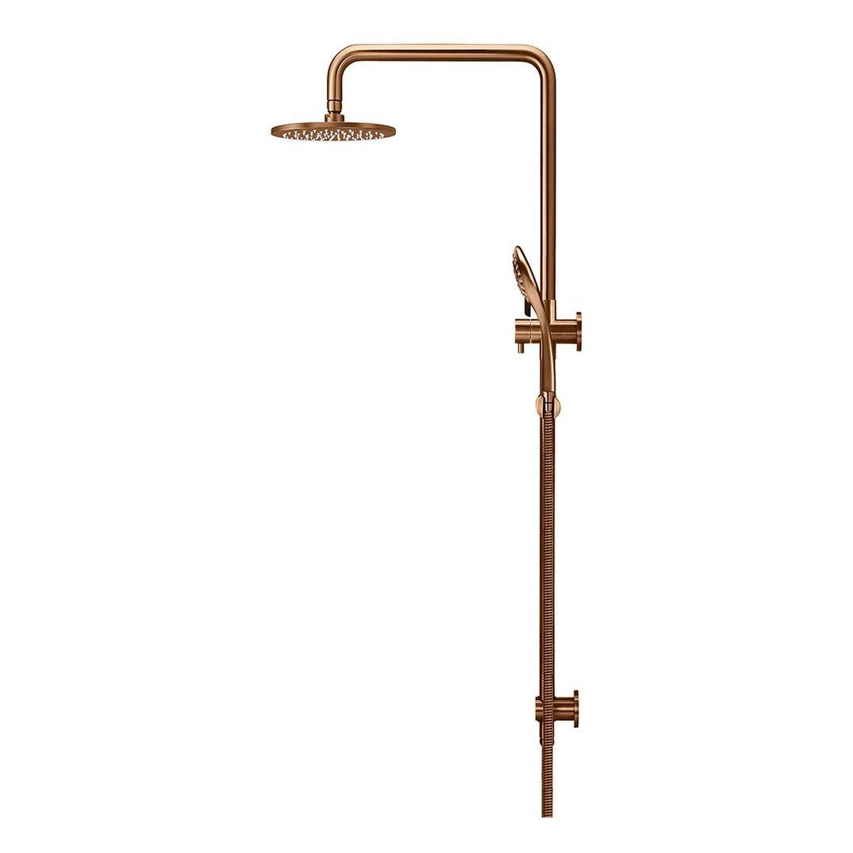 Round Combination Shower Rail 200mm Rose, Three Function Hand Shower , Lustre Bronze