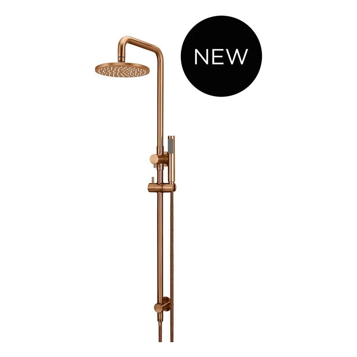 Round Combination Shower Rail, 200mm Rose, Single Function Hand Shower , Lustre Bronze