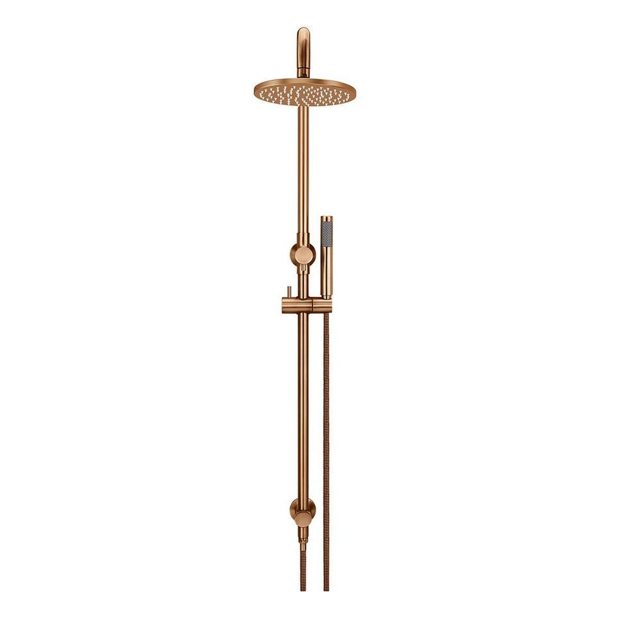 Round Combination Shower Rail, 200mm Rose, Single Function Hand Shower , Lustre Bronze