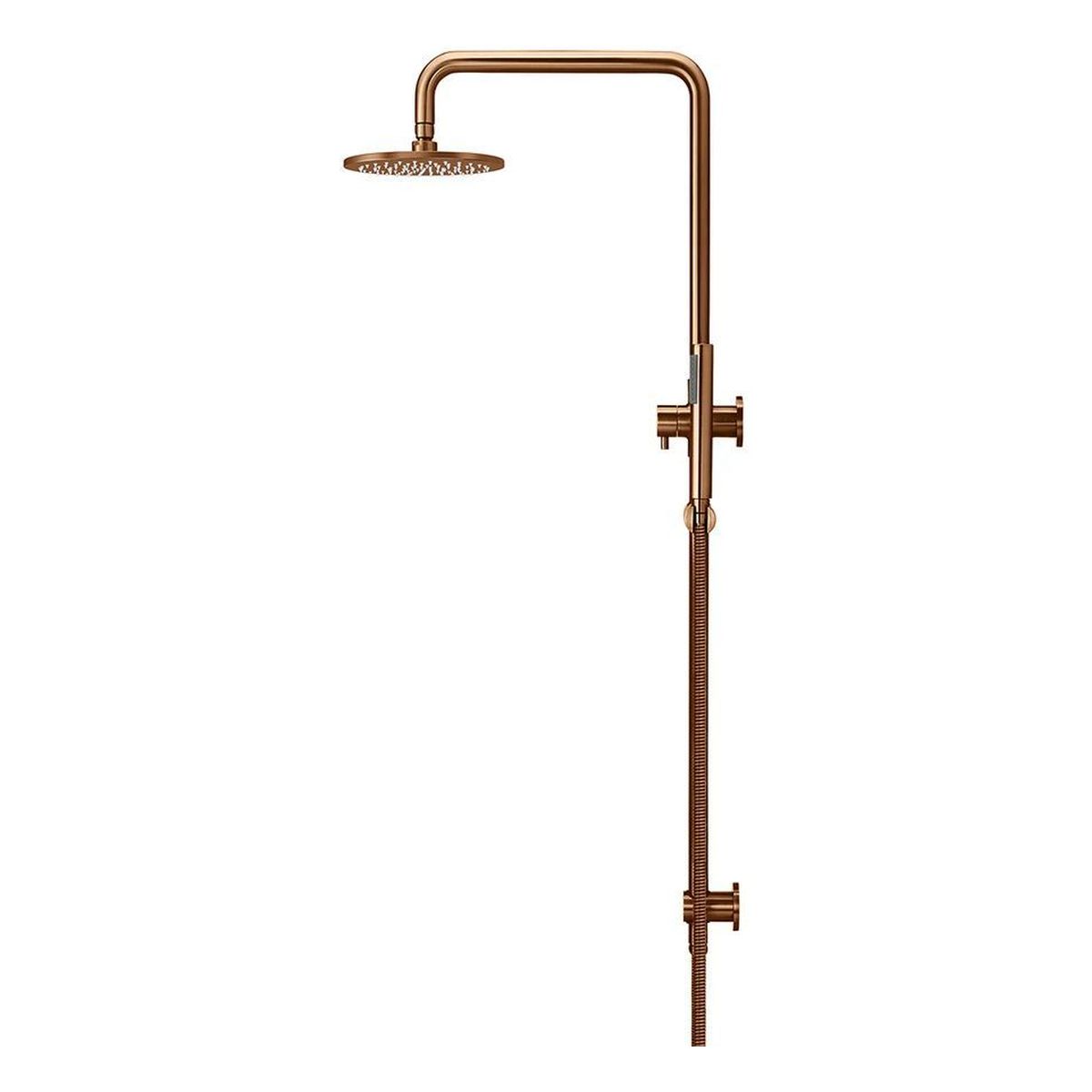 Round Combination Shower Rail, 200mm Rose, Single Function Hand Shower , Lustre Bronze