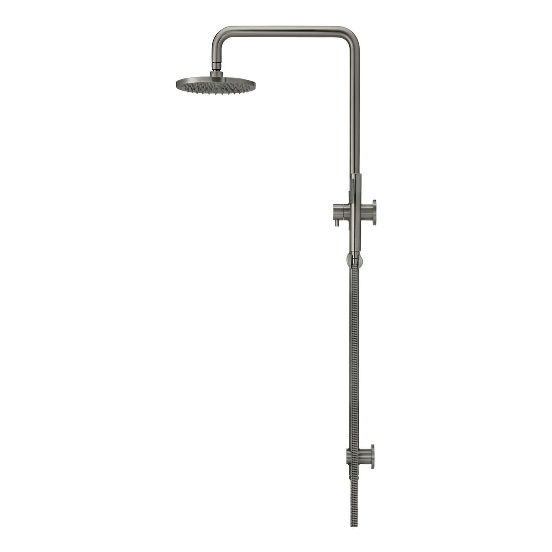 Round Combination Shower Rail 200mm Rose, Single Function Hand Shower Shadow