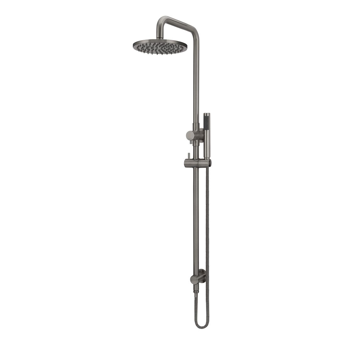 Round Combination Shower Rail 200mm Rose, Single Function Hand Shower Shadow