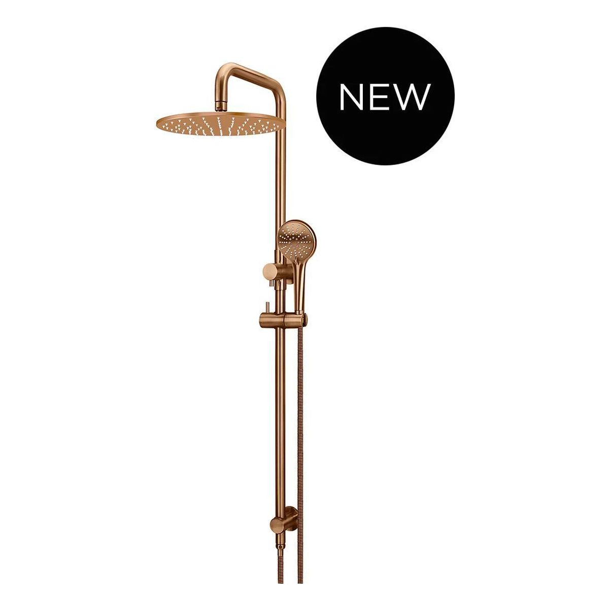 Round Combination Shower Rail 300mm Rose, Three Function Hand Shower , Lustre Bronze