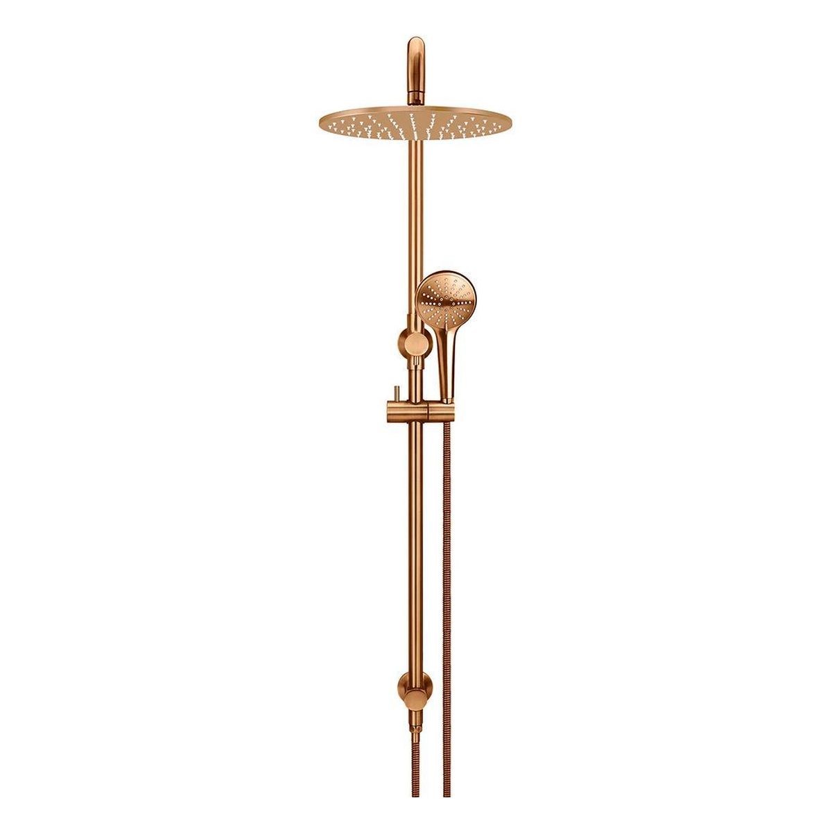 Round Combination Shower Rail 300mm Rose, Three Function Hand Shower , Lustre Bronze