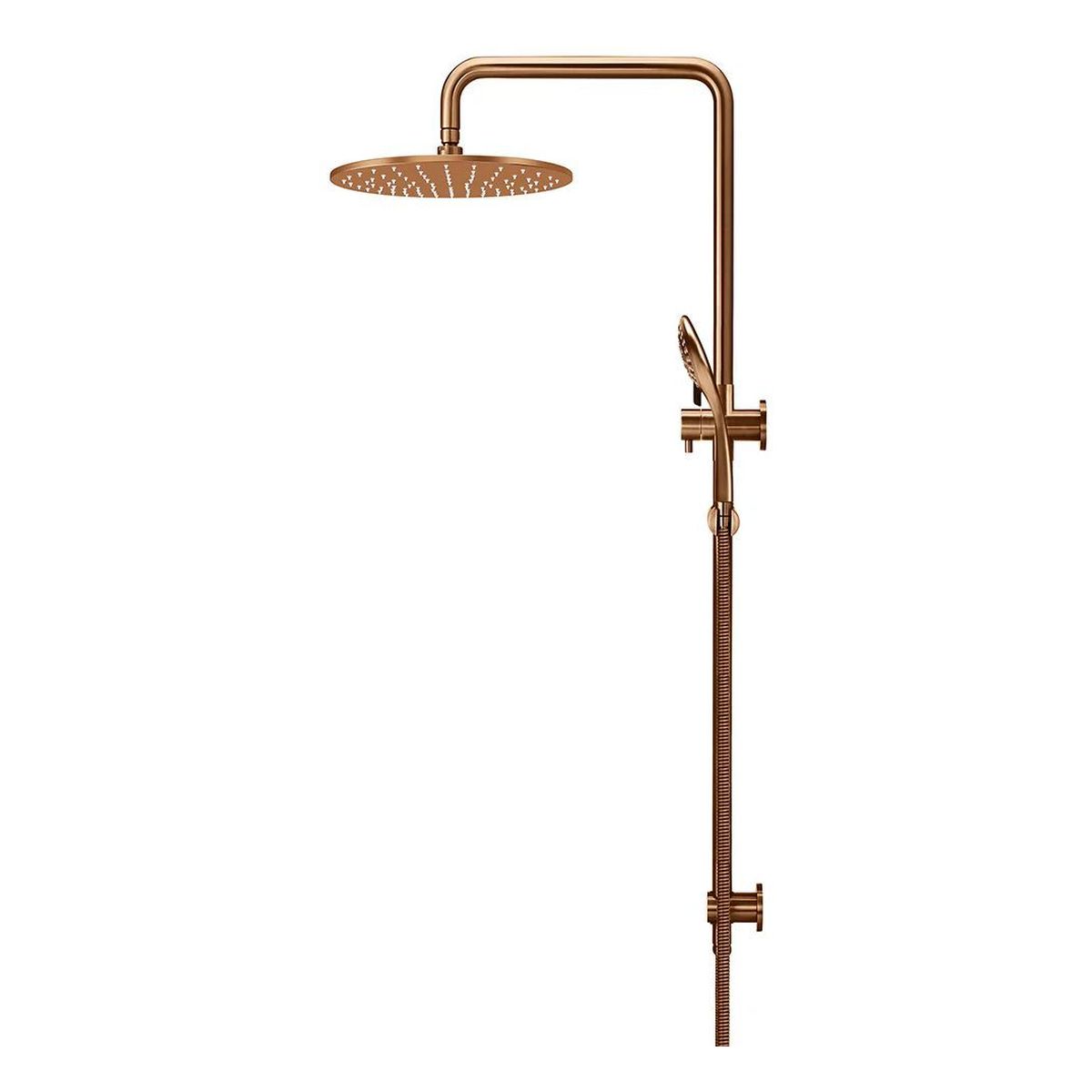 Round Combination Shower Rail 300mm Rose, Three Function Hand Shower , Lustre Bronze