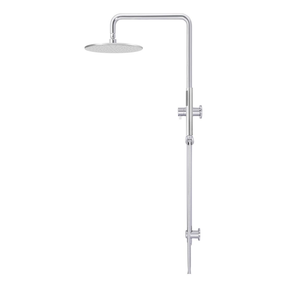 Round Combination Shower Rail, 300mm Rose, Single Function Hand Shower Chrome